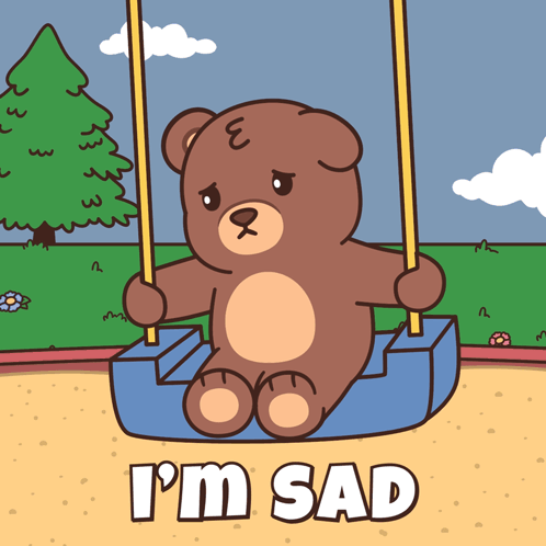 Sad Teddy Bear Sitting On Swing GIF