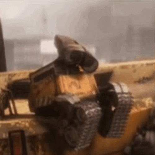 Sad Wall E Checking His Gears GIF