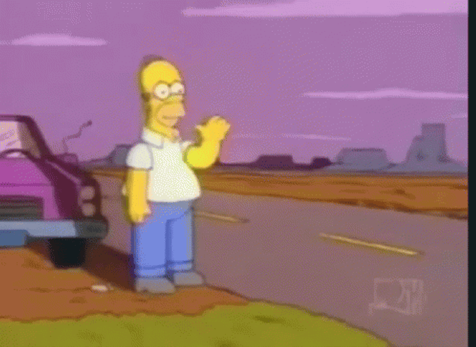 Sad Waving Goodbye Sunset Homer Simpson GIF