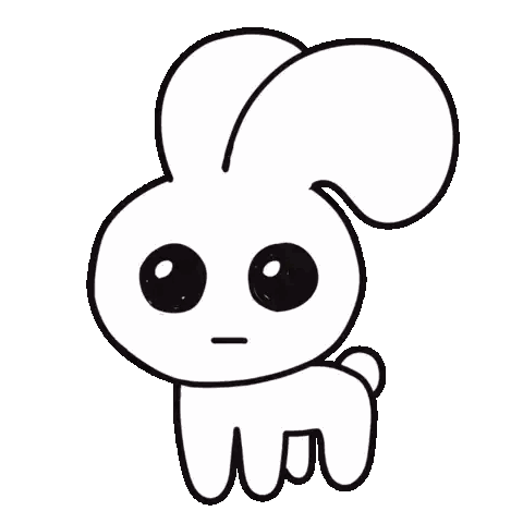 Sad White Bunny with Big Eyes