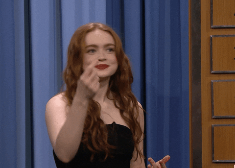 Sadie Sink Talking About Pinocchio Telling Lies GIF