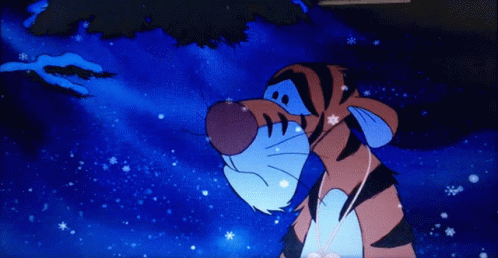 Tigger Along In Snow Expressing Sadness GIF