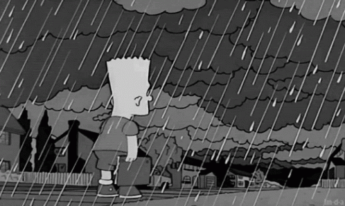 Bart Simpson Feeling Sadness In Rain GIF