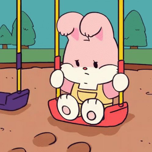 Rabbit Character Playing Alone Showing Sadness GIF