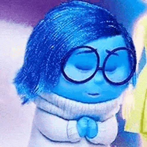 Sadness From Inside Out Wearing Glasses and Scarf