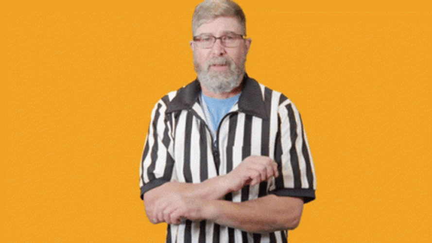 Safe Baseball Sign Swinging Cross Arms GIF