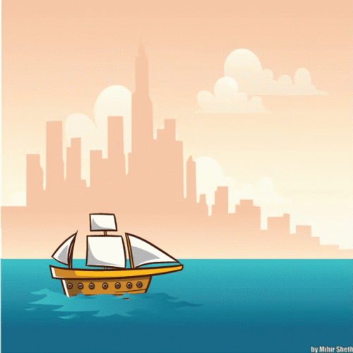 Sailing Boat Animation GIF