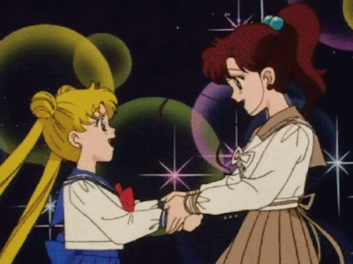 Sailor Jupiter And Venus Side Hug GIF
