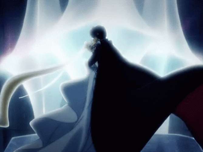 Sailor Moon And Tuxedo Mask Hugging Kiss GIF