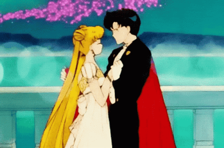 Sailor Moon And Tuxedo Mask Kiss GIF
