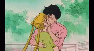 Sailor Moon And Tuxedo Mask Kiss Wide Eyes GIF