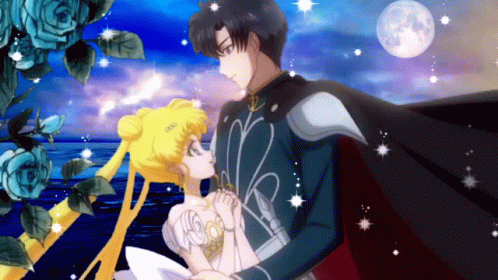 Sailor Moon And Tuxedo Mask Planning For Kiss GIF