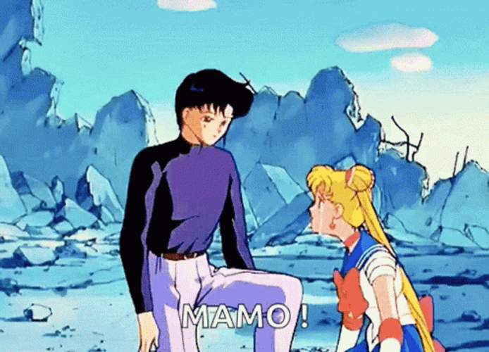 Sailor Moon And Tuxedo Mask Kiss GIF