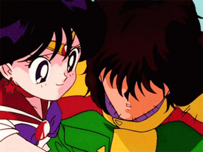 Sailor Moon And Tuxedo Mask Kiss GIF