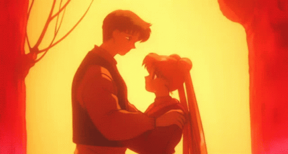 Sailor Moon And Tuxedo Mask Kiss GIF