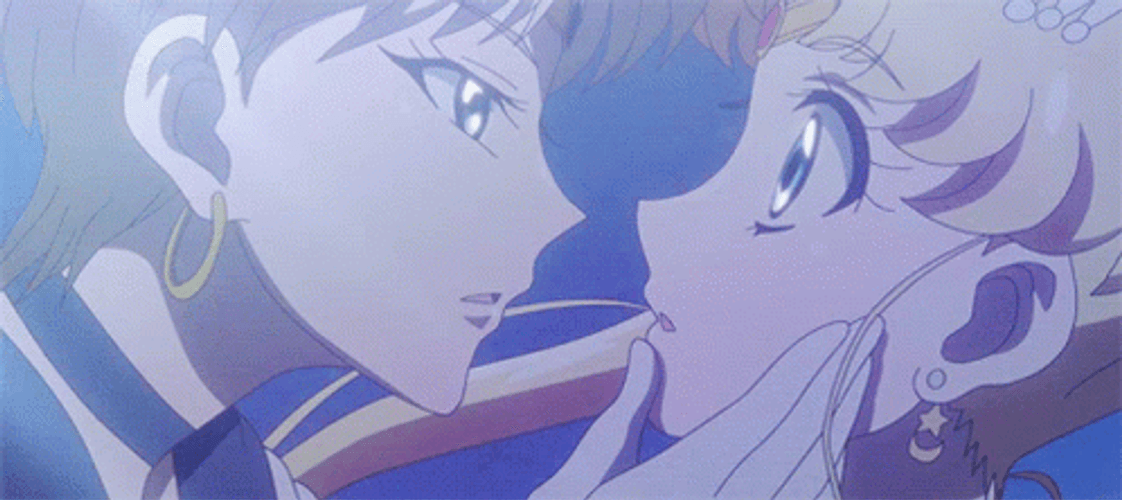 Sailor Moon And Tuxedo Mask Kiss Heavenly Background GIF