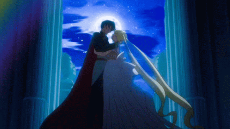 Sailor Moon And Tuxedo Mask Kiss GIF