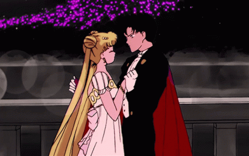 Sailor Moon And Tuxedo Mask Kiss GIF