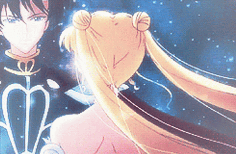 Sailor Moon And Tuxedo Mask Kiss GIF