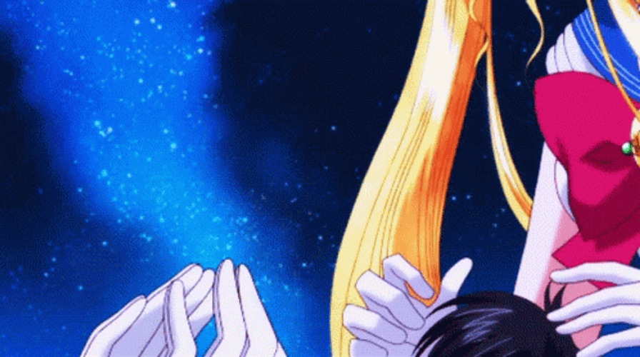 Sailor Moon And Tuxedo Mask Kiss GIF