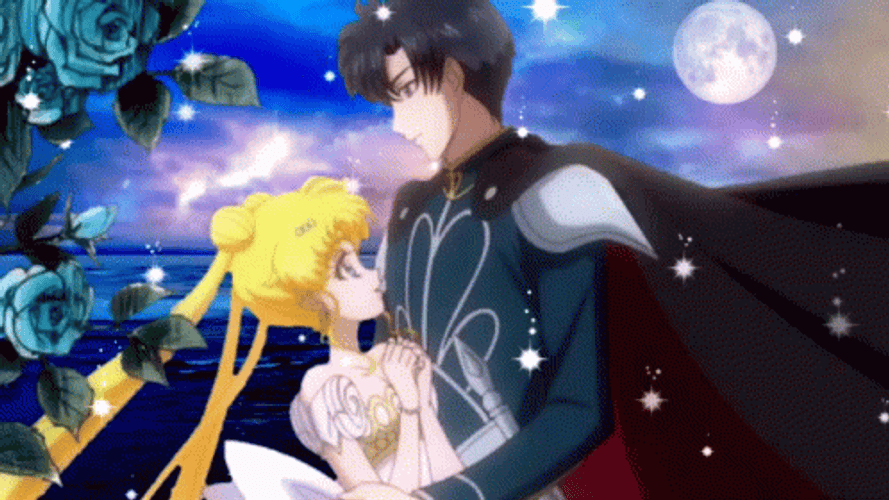 Sailor Moon And Tuxedo Mask Planning For Kiss GIF