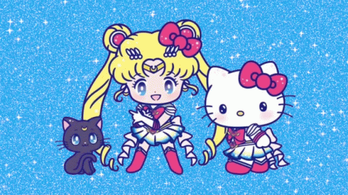 Sailor Moon Luna And Hello Kitty GIF
