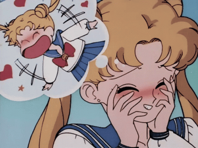 Sailor Moon Thinking Blushing Anime GIF