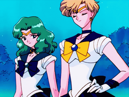Sailor Neptune And Sailor Uranus Walk Away GIF