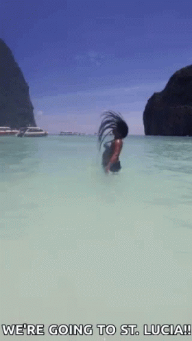 Saint Lucia Beach Hair Flip GIF