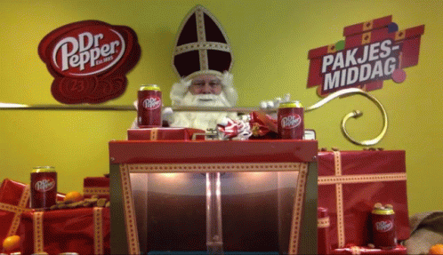 Saint Nicholas With Dr Pepper And Gifts GIF