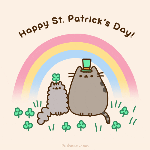 Saint Patricks Day Kawaii Cats Rainbow GIF