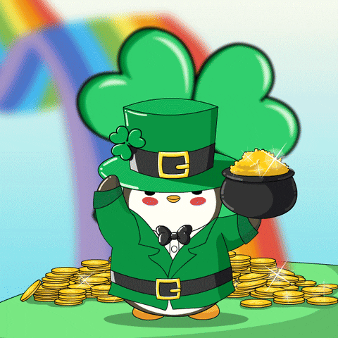 Saint Patricks Day Pudgy Penguin Leprachaun GIF