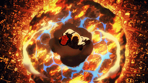 Saitama Powerful Flying & Blasting Technique GIF