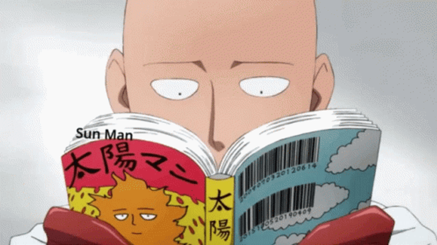 Saitama Reading Manga GIF