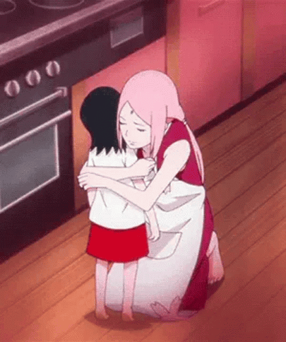 Sakura Haruno Hugging Daughter GIF