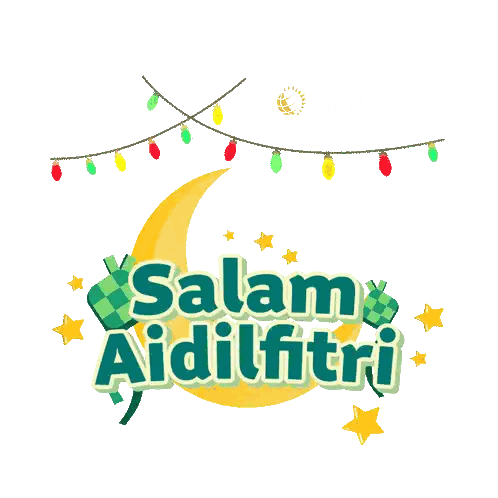 Salam Aidilfitri Sign with Crescent Moon