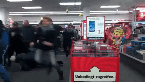 Sale Store Customers In A Hurry GIF