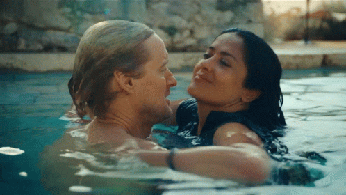 Salma Hayek Blissful Hug GIF