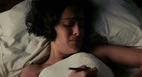 Salma Hayek Crying In Bed GIF