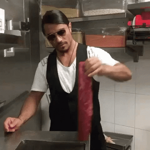 Salt Bae Checking The Meat Quality GIF