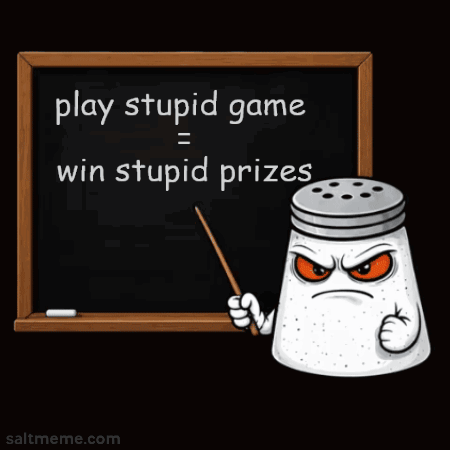 Salt Shaker Pointing at Blackboard Play Stupid Game Win Stupid Prizes