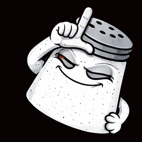 Salt Shaker With Red Eyes Pointing Up GIF