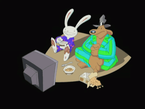 Sam and Max Sitting in Front of TV