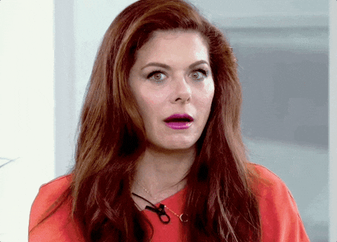 Sam Ponder Debra Messing Touches Mouth GIF