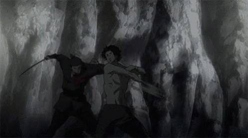 Samurai Champloo Black And White Fighting Scene GIF
