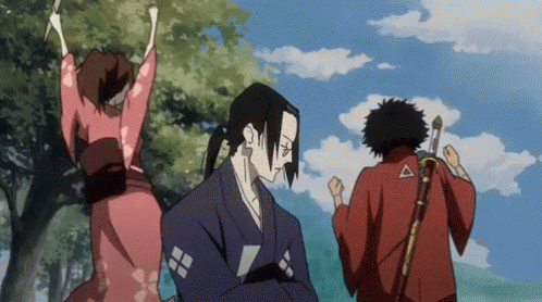 Samurai Champloo Jin And Mugen Celebrating GIF