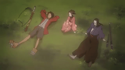 Samurai Champloo Crew Lounging Grass Hill GIF