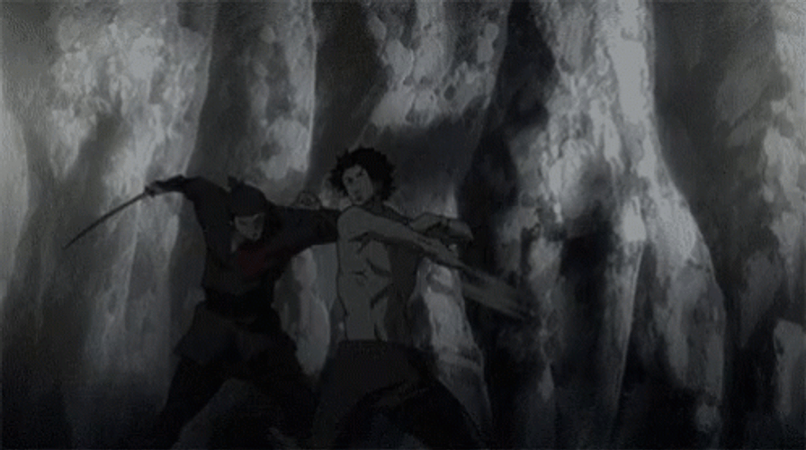 Samurai Champloo Black And White Fighting Scene GIF