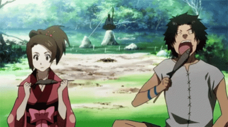 Samurai Champloo Mugen And Fuu Eating GIF