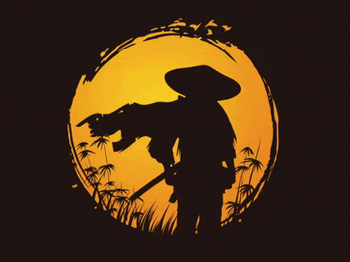 Samurai Man Silhouette GIF